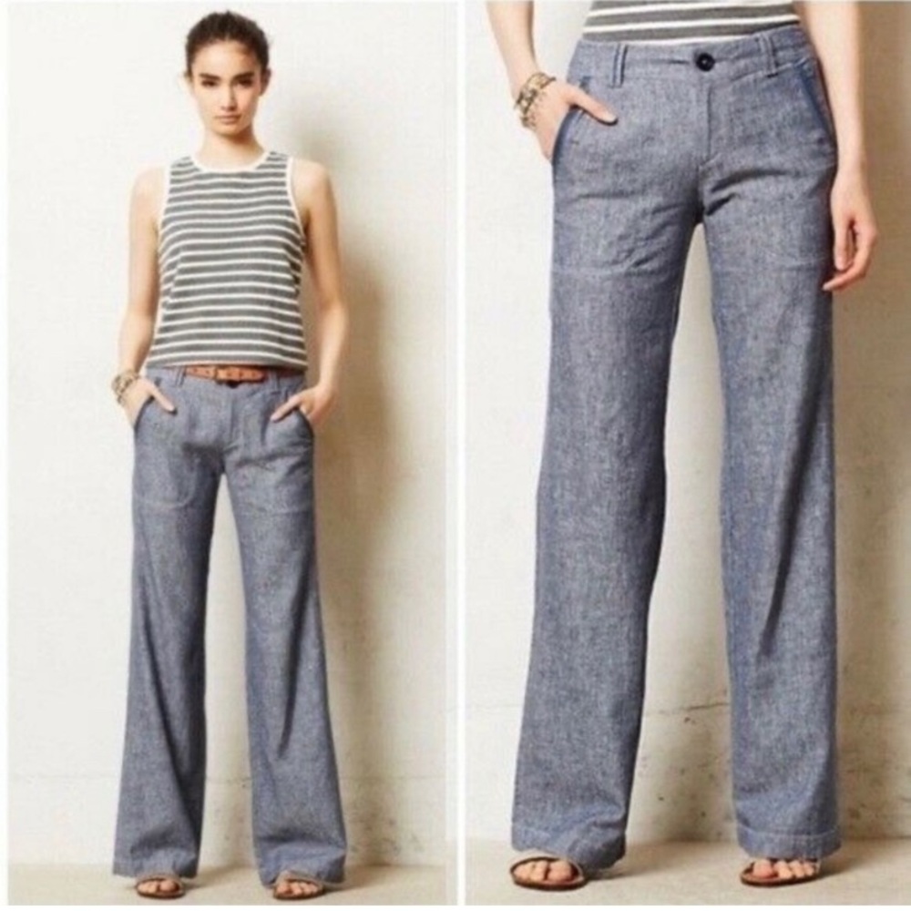 Anthropologie Pilcro & The Letterpress Linen Blend Wide Leg Pants Size 16